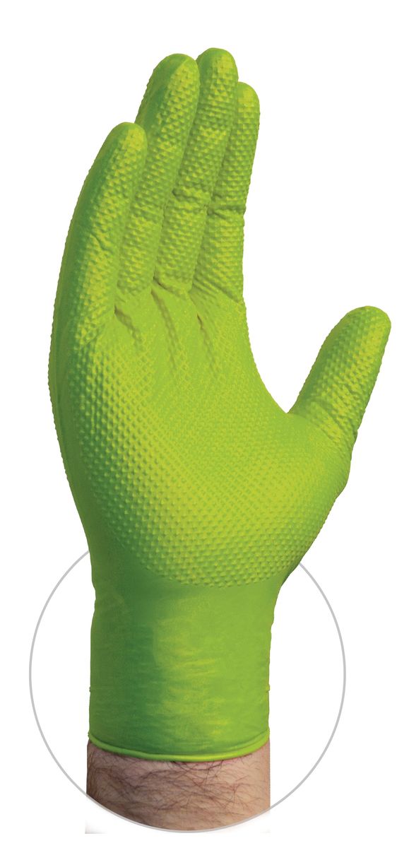 Green Nitrile HD Pyramid Diamond Grip Glove